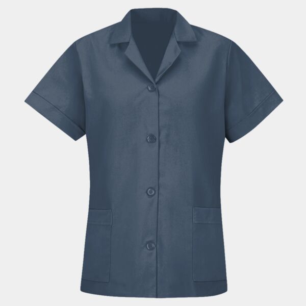 Women's Loose Fit Short Sleeve Button Smock Thumbnail