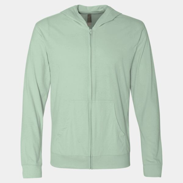 Unisex Sueded Long Sleeve Hooded Full Zip T-Shirt Thumbnail