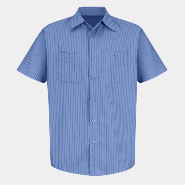 Men's Tall Industrial Stripe Short Sleeve Work Shirt Thumbnail
