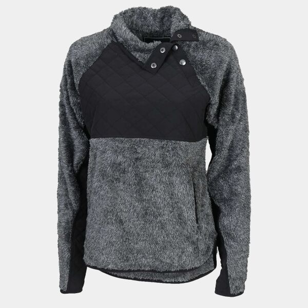 Women's Quilted Fuzzy Fleece Snap PlacketPullover Thumbnail